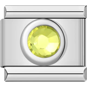 Round yellow gemstone Italian charm bracelet link