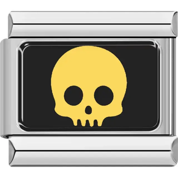 Yellow skull on a black rectangular background Italian charm bracelet link