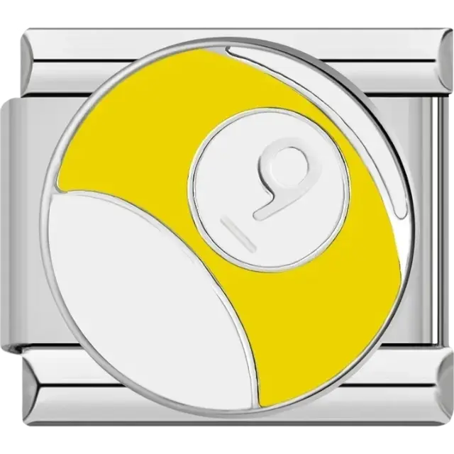 Yellow snooker ball number 9 Italian charm bracelet link