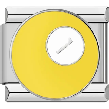 Yellow snooker ball number 1 Italian charm bracelet link