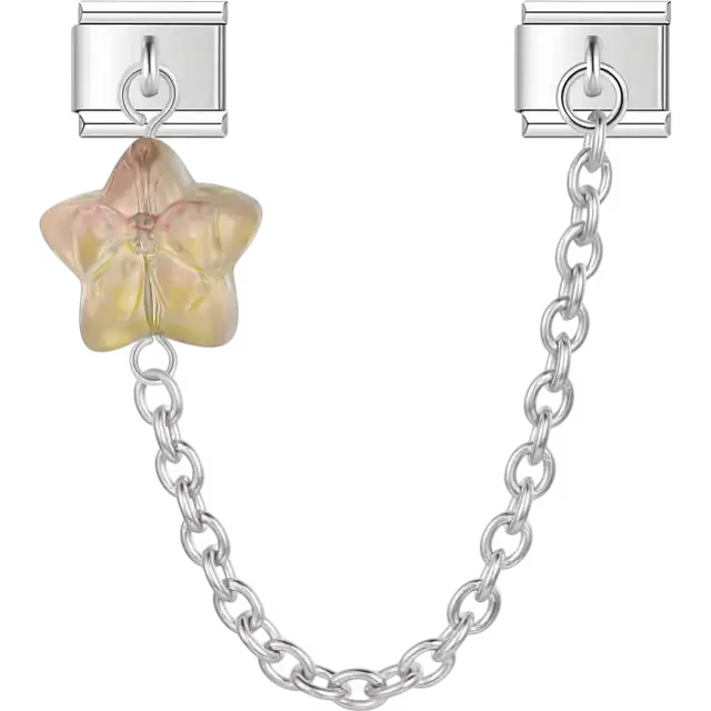 Yellow star glass safety chain connector Italian charm bracelet link