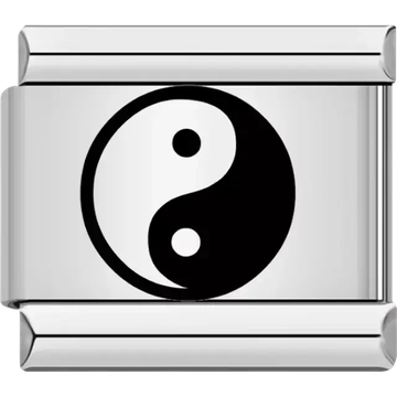 Black and white yin yang symbol Italian charm bracelet link