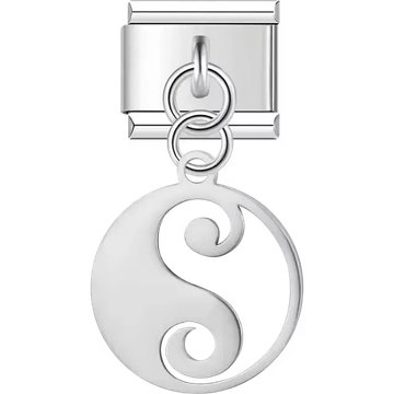 Circle yin yang cutout dangle Italian charm bracelet link