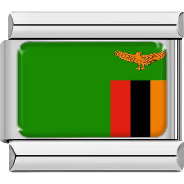 Zambian flag Italian charm bracelet link