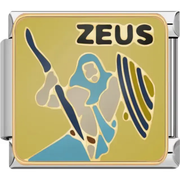 Zeus design featuring a lightning bolt and shield Italian charm bracelet link